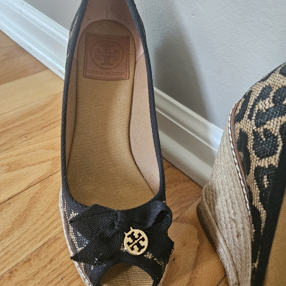 Tory Burch Jackie 110MM Espadrille Leopard Peep Toe Wedge 6.5 - Picture 6 of 12